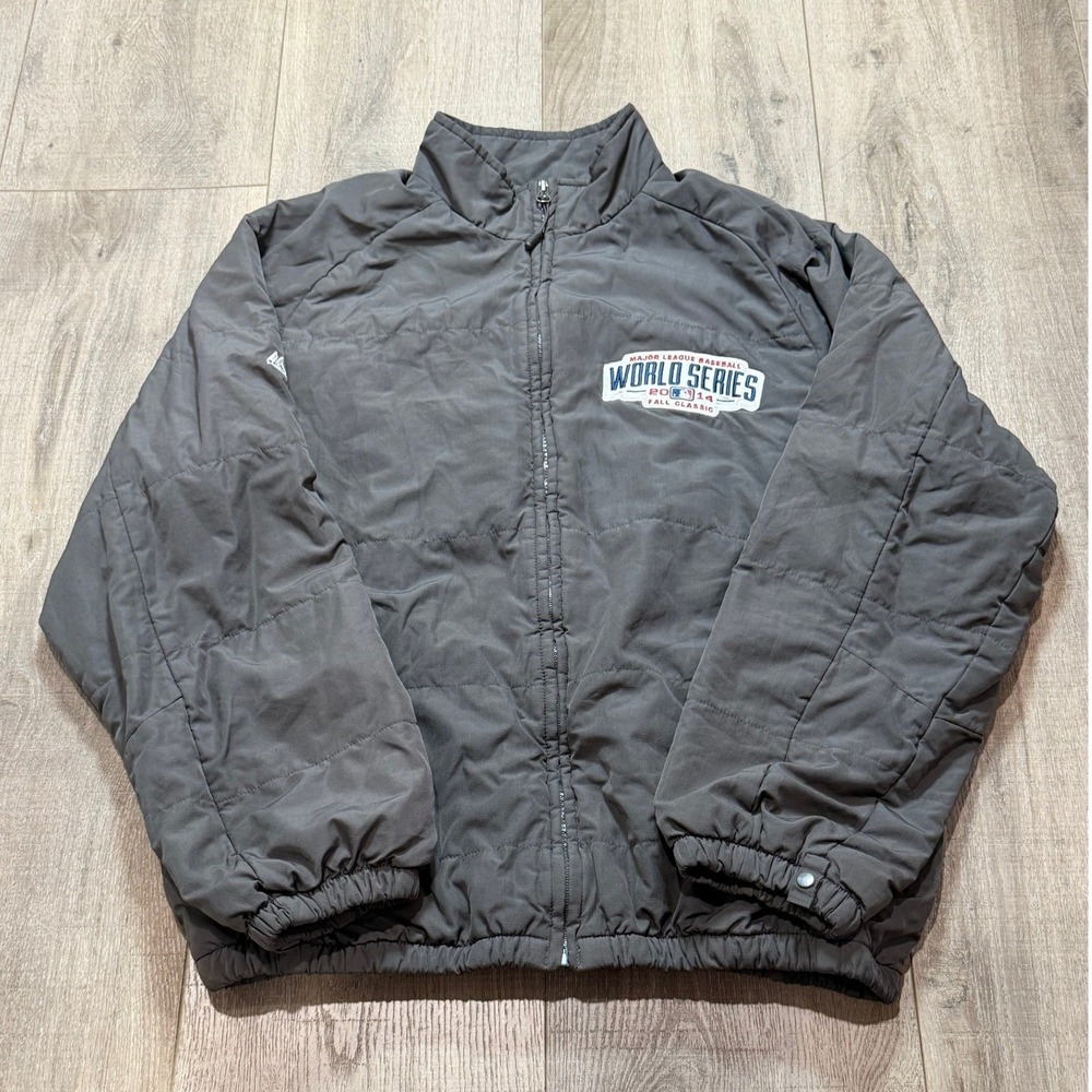 Majestic MLB 2014 World Series Fall Classic Puffer Jacket Mens M Gray Full Zip